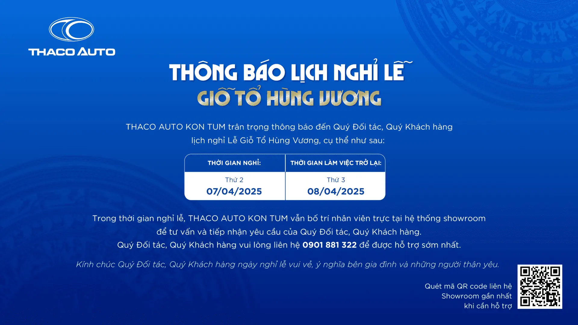 THÔNG BÁO NGHỈ LỄ GIỖ TỔ HÙNG VƯƠNG